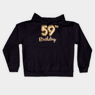 59th Birthday Gifts - Party Balloons Gold Kids Hoodie